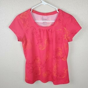 L.L. Bean  Woman's Tee floral Pink Sz M